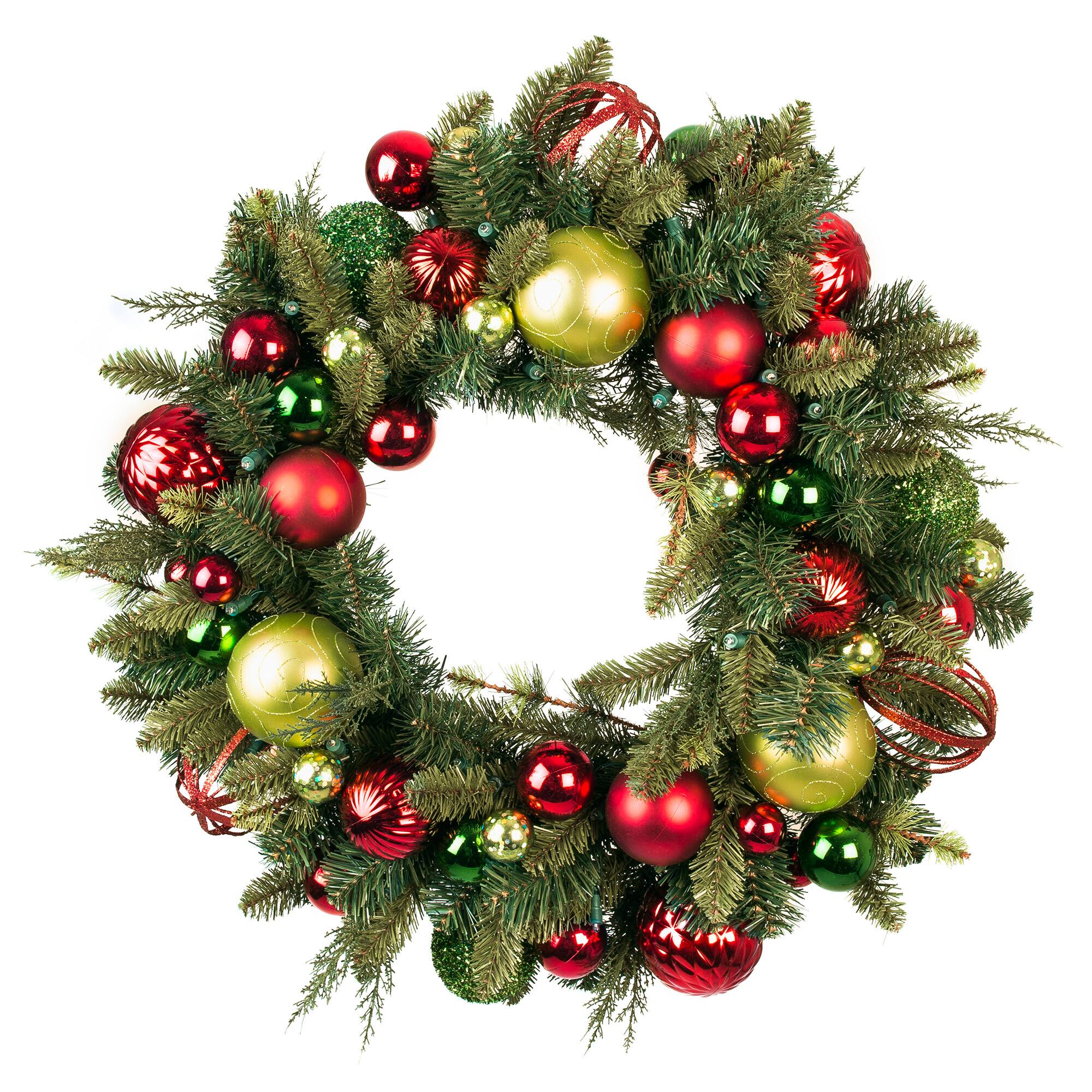 Village Lighting 30" Pre-Lit Festive Holiday Christmas Wreath, Clear LED Lights
